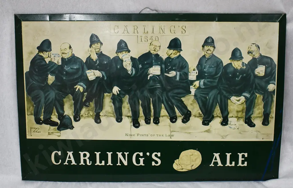 CARLINGS ALE LAWSON WOODS TIN SIGN Image 1++