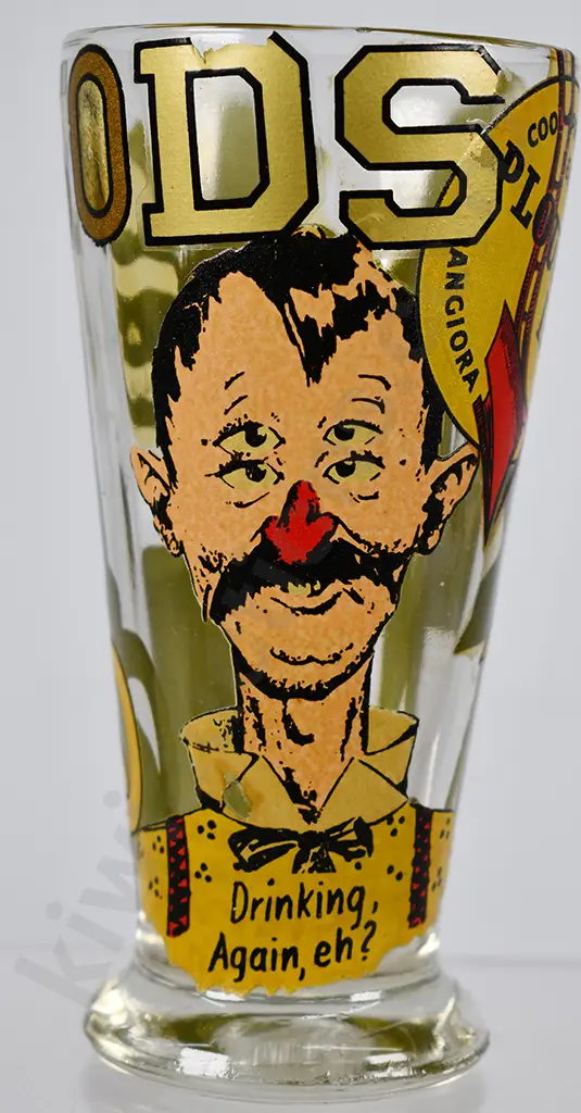 BEER DRINKING GLASS WITH HOTEL DECALS Image 1++