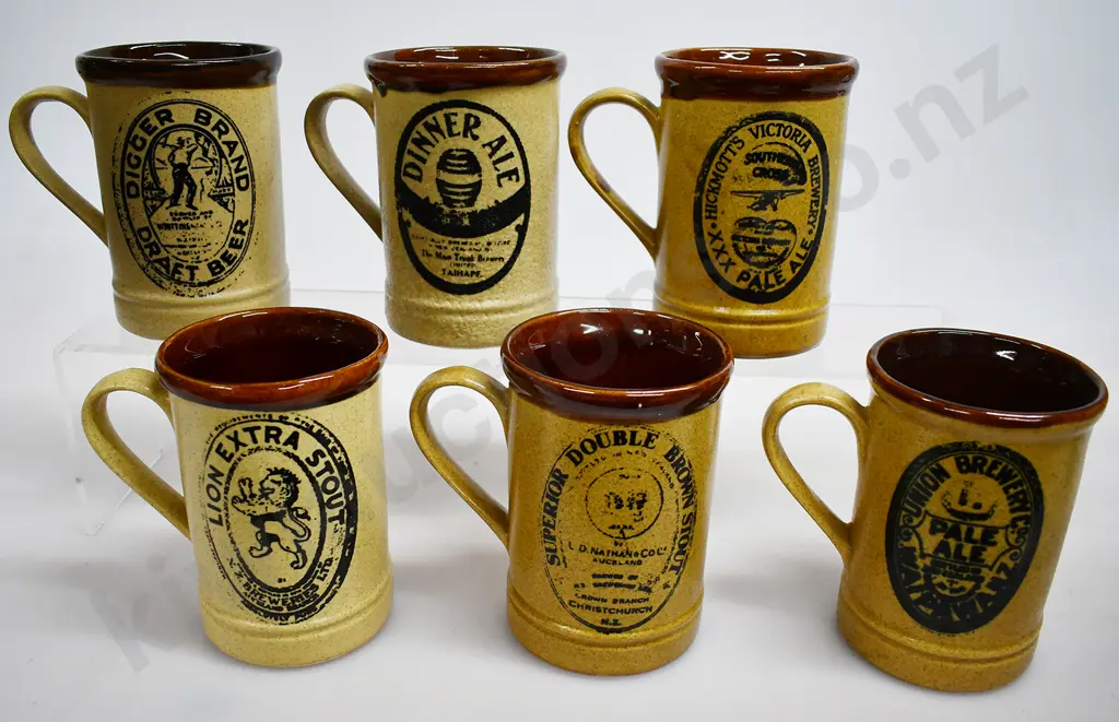 ASSORTED NEW ZEALAND BREWERY BEER MUGS, ADELAAR CRAFT POTTERY Image 1++