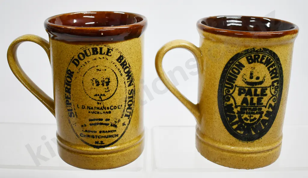 ASSORTED NEW ZEALAND BREWERY BEER MUGS, ADELAAR CRAFT POTTERY Image 1++