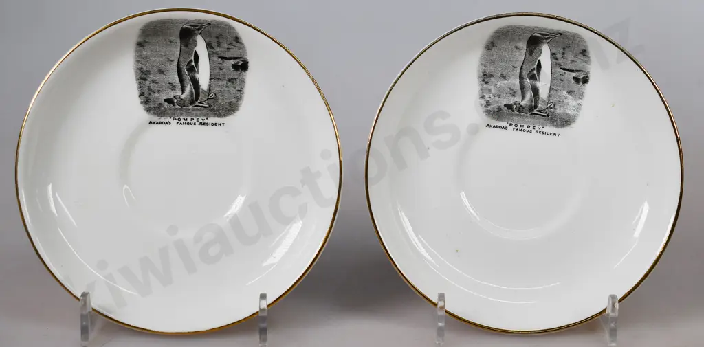 POMPEY AKAROA'S FAMOUS PENGUIN CUP & SAUCERS Image 1++