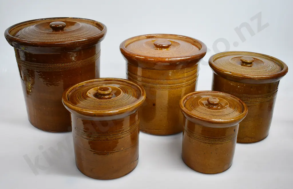 LUKE ADAMS LIDDED STORAGE CROCK 1/4 GALLON SIZE Image 1++