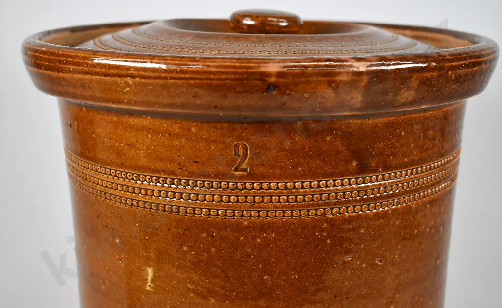 LUKE ADAMS LIDDED STORAGE CROCK, 2 GALLON SIZE Image 1++