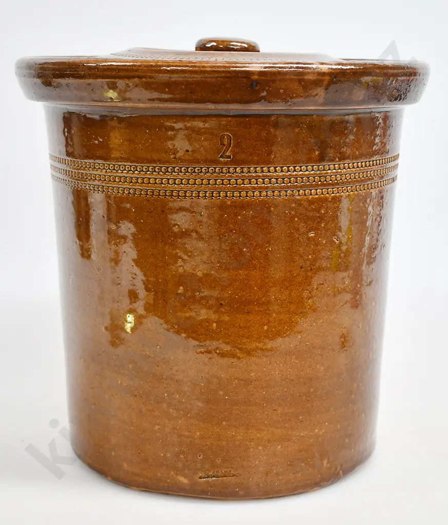 LUKE ADAMS LIDDED STORAGE CROCK, 2 GALLON SIZE Image 1++