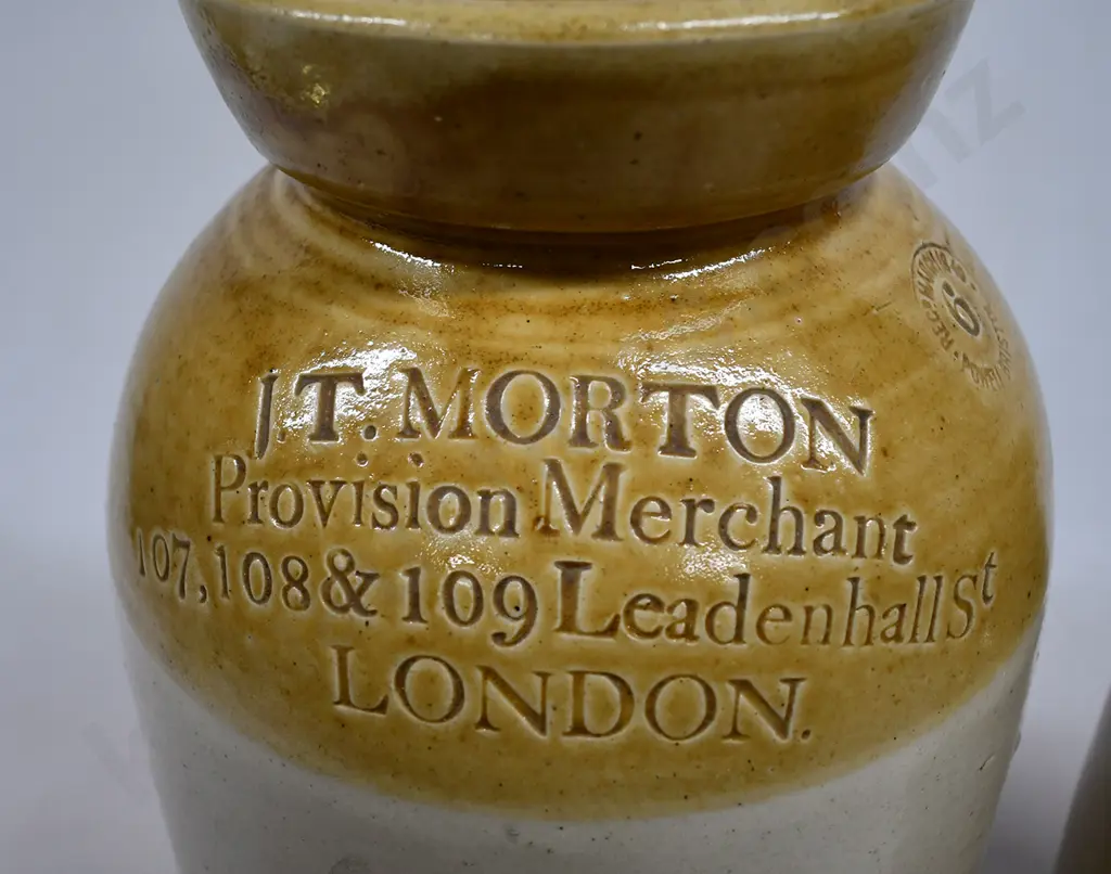 MORTON LONDON PROVISION MERCHANTS STONE CROCKS Image 1++
