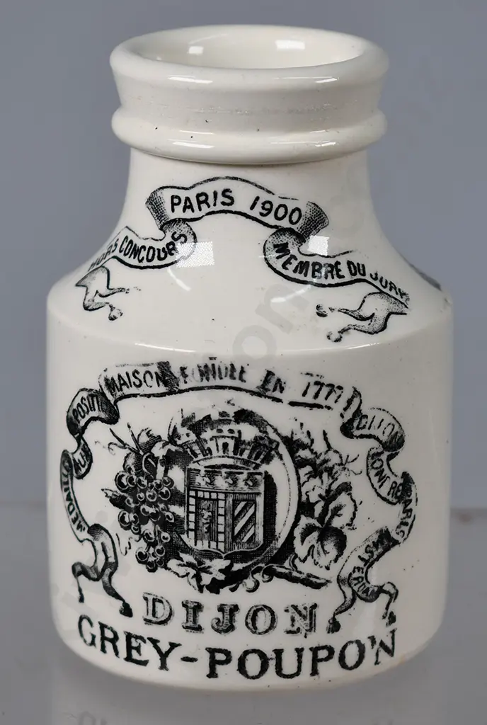 DIJON GREY POUPON STONEWARE MUSTARD POT Image 1++