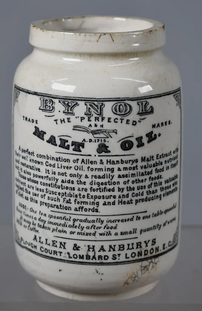 BYNOL MALT & OIL STONEWARE POT Image 1++