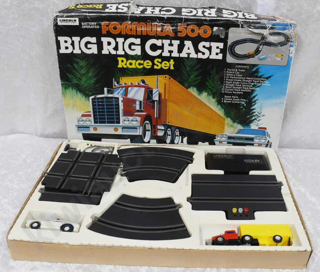 BOXED LINCOLN INTERNATIONAL TOYS, CLICKETY-CLACK TRAIN, BIG RIG CHASE Image 1++