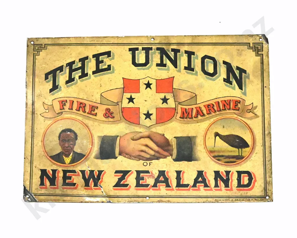 THE UNION FIRE & MARINE INSURANCE PRINTED TIN SIGN Image 1++