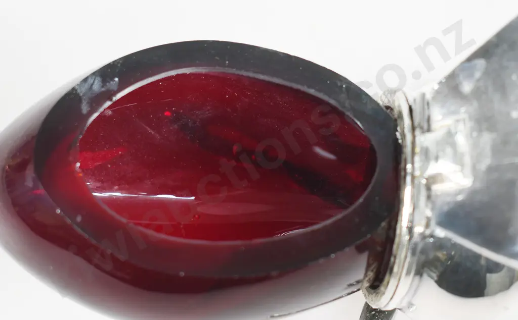 SILVER PLATE & RED GLASS HONEY POT Image 1++