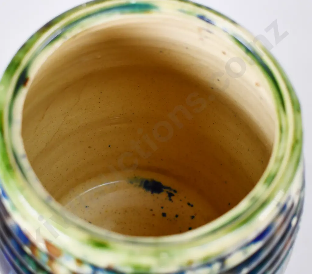 MAJOLICA GLAZED POTTERY FLOUR STORAGE JAR Image 1++