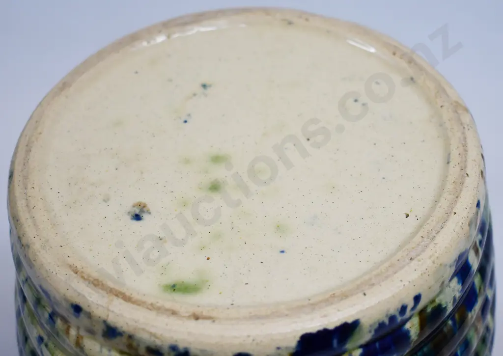 MAJOLICA GLAZED POTTERY FLOUR STORAGE JAR Image 1++