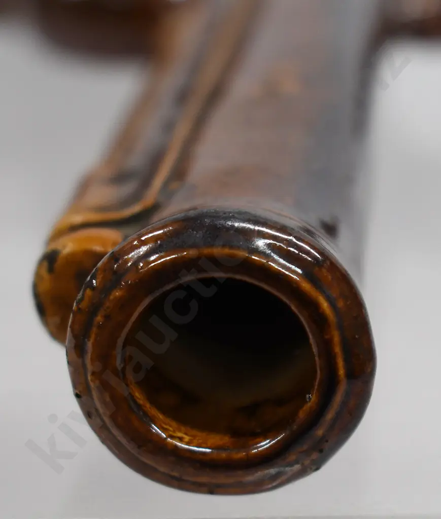 FULHAM POTTERY PISTOL SHAPED STONEWARE FLASK Image 1++