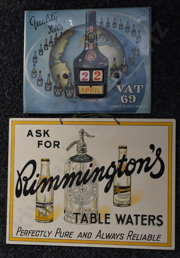 VAT 69 PERPETUAL CALENDAR & RIMMINGTON'S SIGN Image 1++