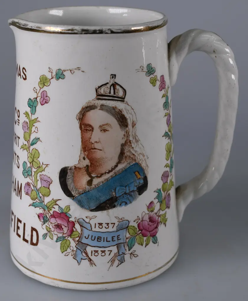 FOX & CO BIRMINGHAM & CHESTERFIELD ADVERTISING JUG Image 1++