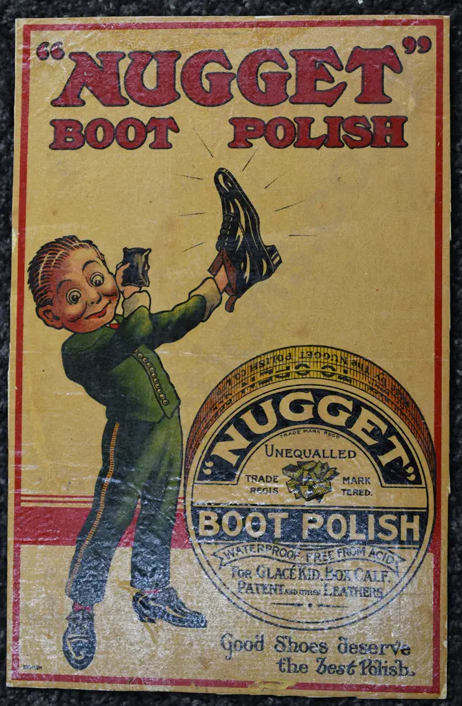 NUGGET BOOT POLISH & MANSION WAX POLISH ADVERTISING SIGNS Image 1++