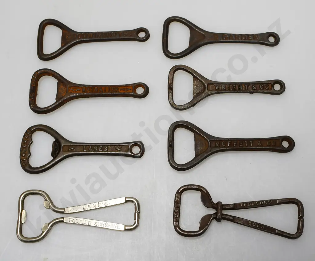 ASSORTED AERATED WATERS BOTTLE OPENERS X 8 Image 1++