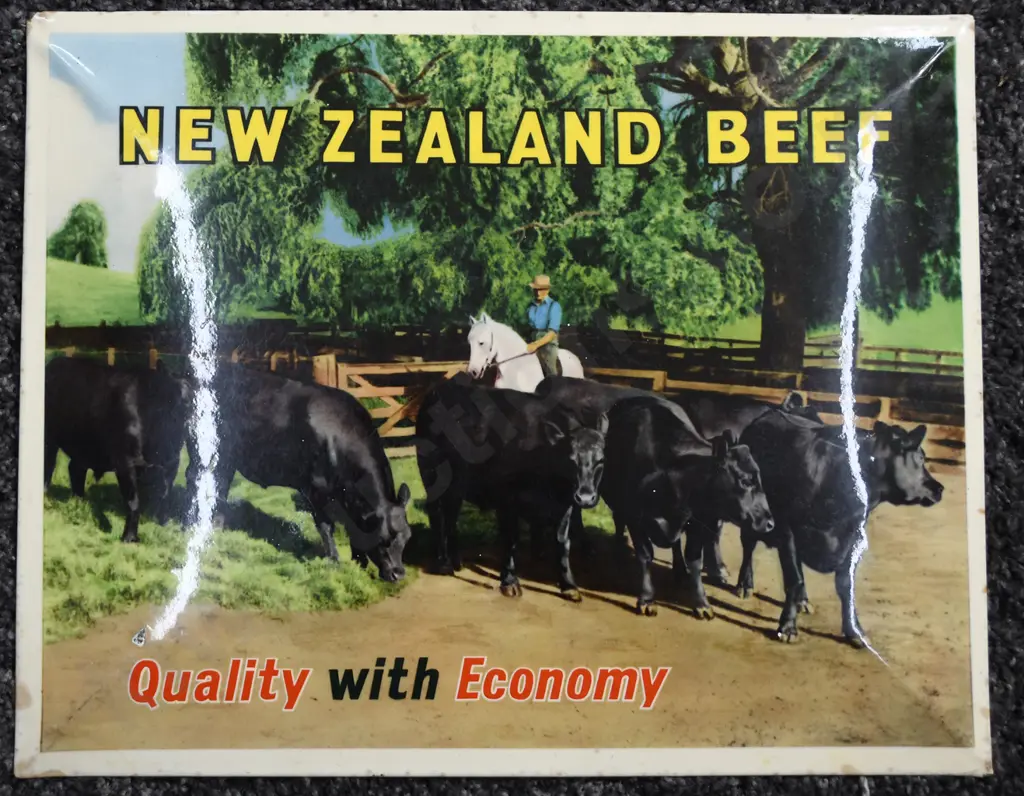 NEW ZEALAND BEEF & TRY HOLLANDS MEAT PIES ADVERTISING SIGNS Image 1++