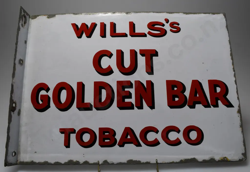 WILLS'S CUT GOLDEN BAR TOBACCO ENAMEL SIGN Image 1++