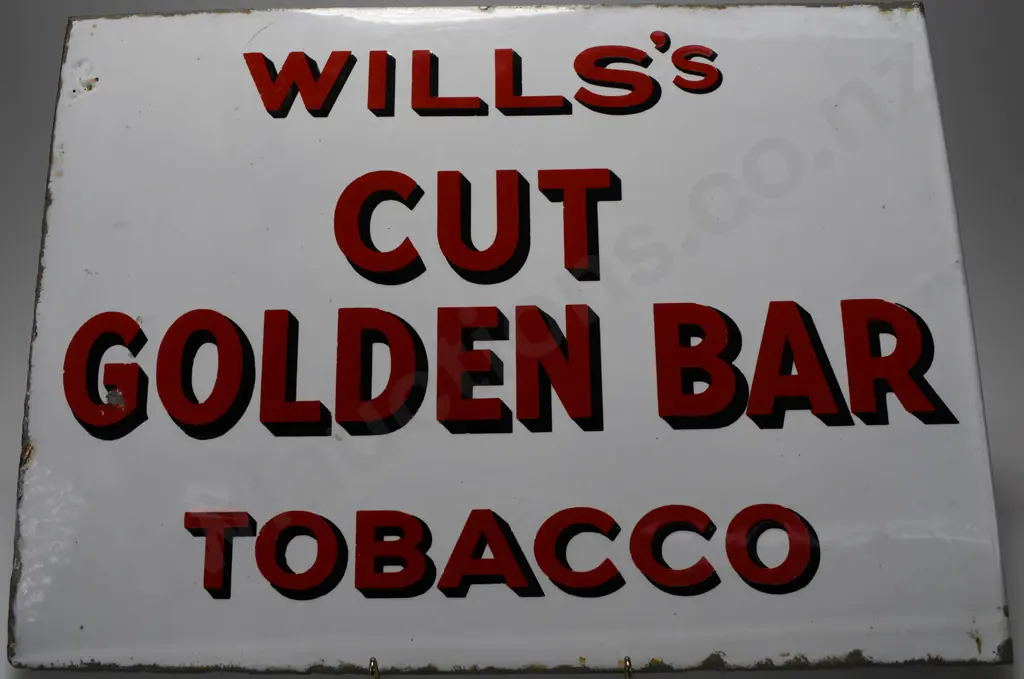 WILLS'S CUT GOLDEN BAR TOBACCO ENAMEL SIGN Image 1++