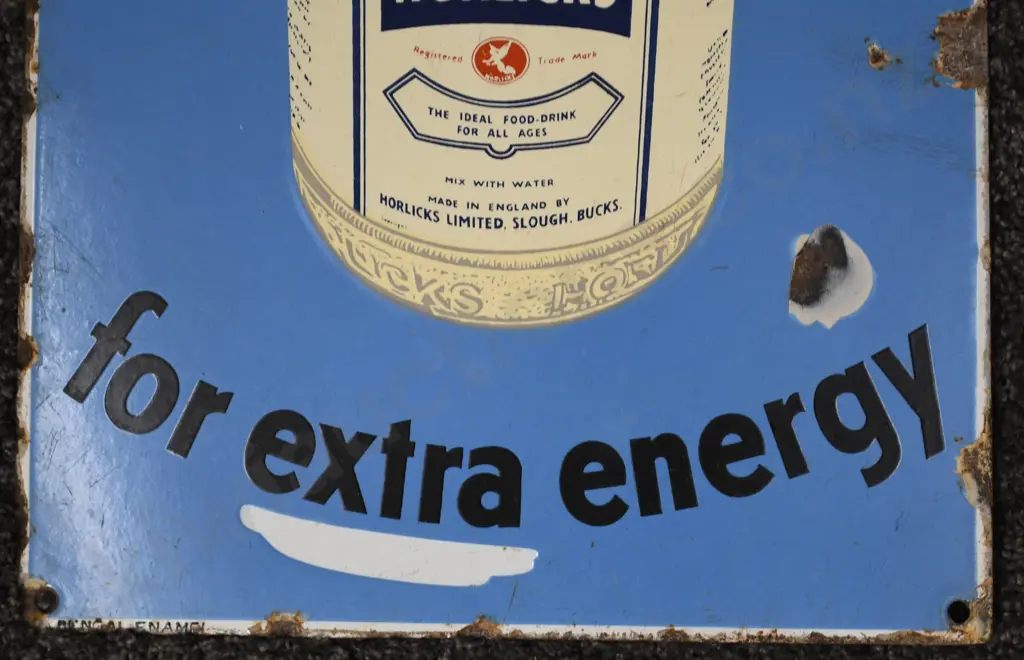 HORLICKS FOR EXTRA ENERGY ENAMEL SIGN Image 1++