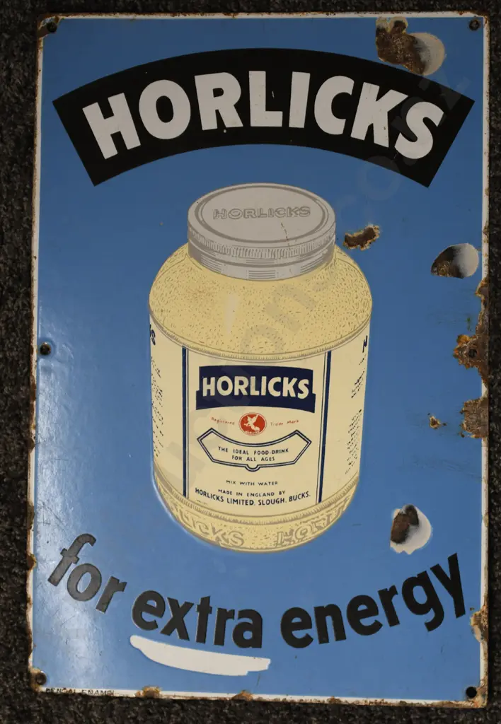 HORLICKS FOR EXTRA ENERGY ENAMEL SIGN Image 1++