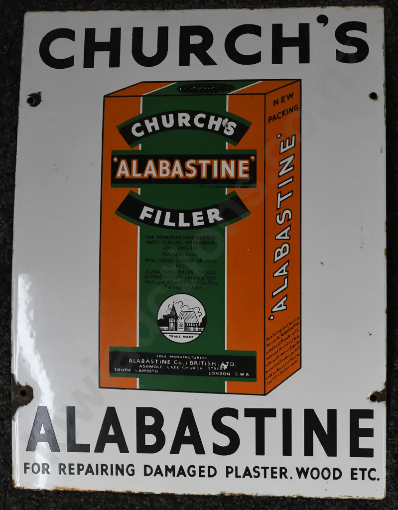CHURCH'S ALABASTINE ENAMEL SIGN Image 1++
