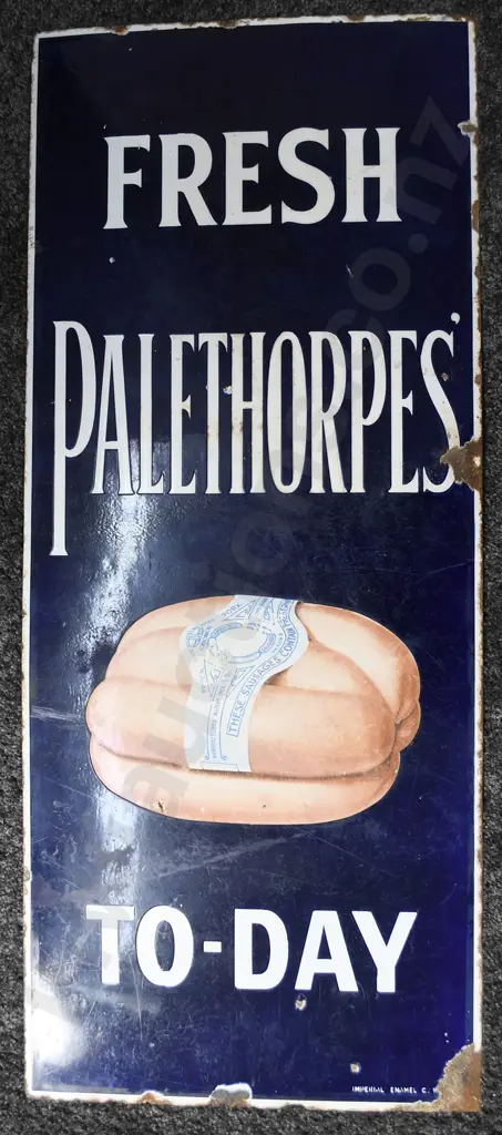 FRESH PALETHORPES' TO-DAY ENAMEL SIGN Image 1++