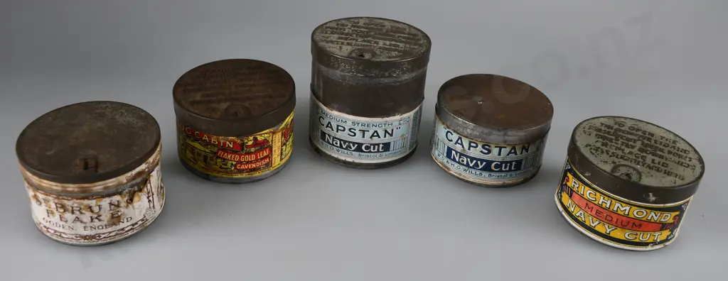 TOBACCO TINS WITH CONTENTS X 5 Image 1++