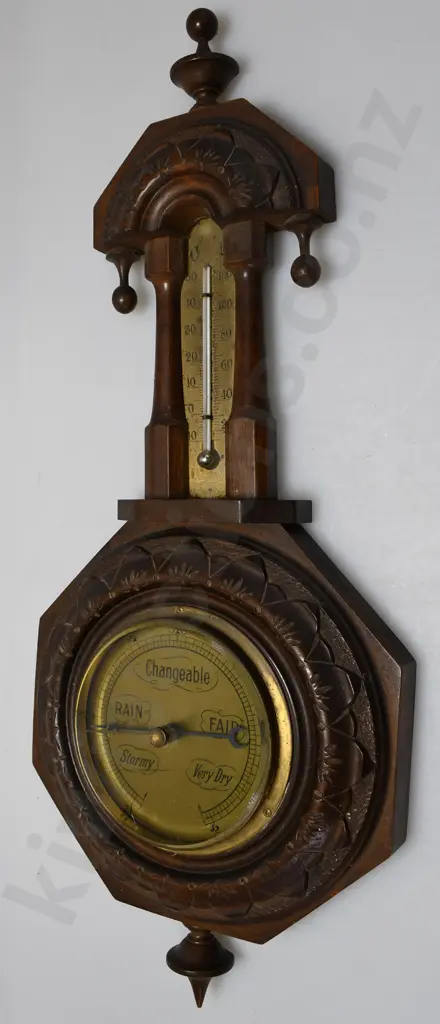 VINTAGE WALL BAROMETER / THERMOMETER Image 1++