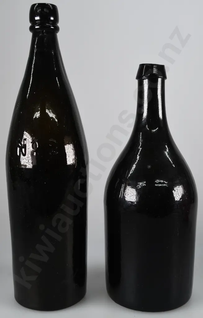 BLACK GLASS BOTTLES X 2 Image 1++