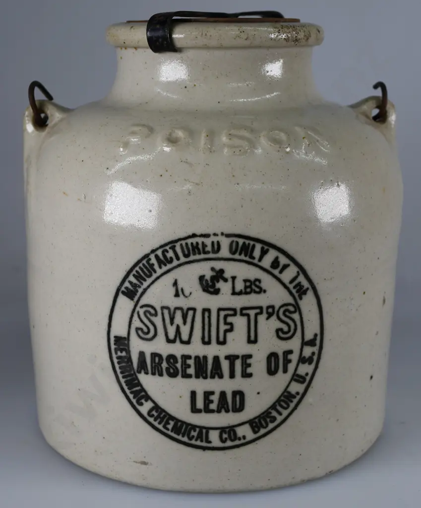 SWIFT'S ARSENATE OF LEAD STONEWARE JAR Image 1++