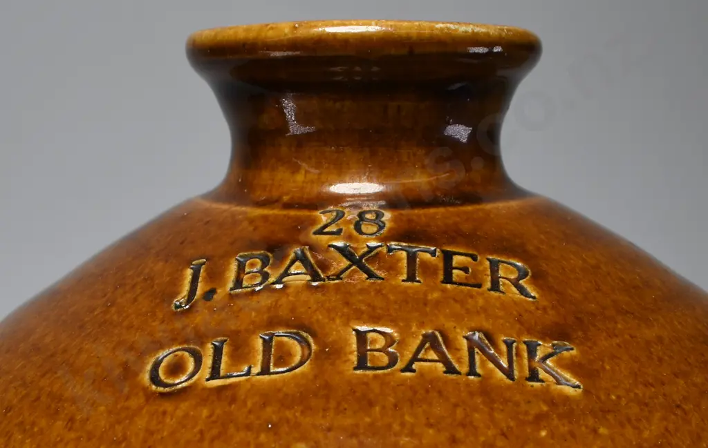 J BAXTER OLD BANK (TIMARU) 2 GAL STONE JAR Image 1++