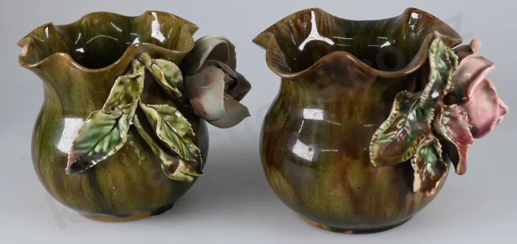PAIR OF FLORAL VASES Image 1++