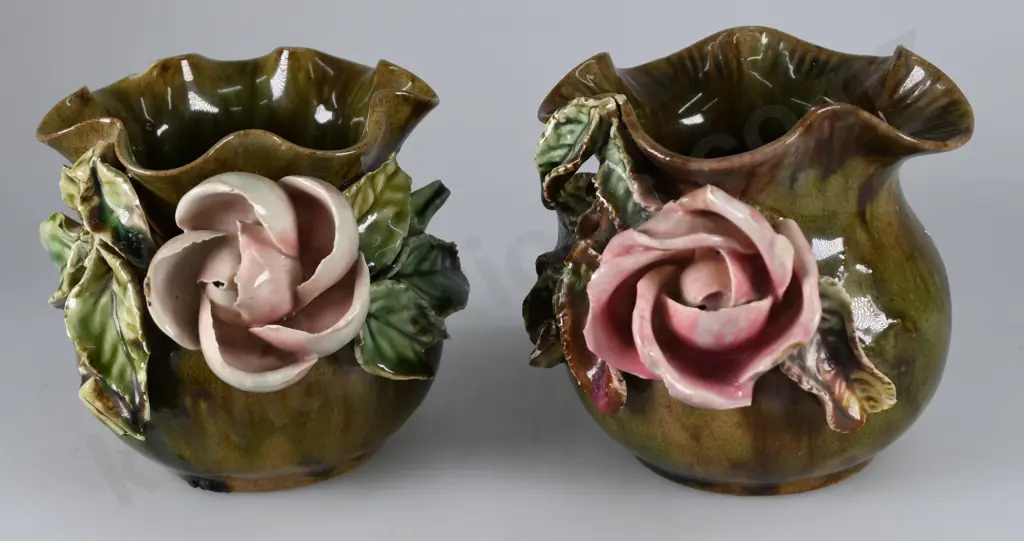 PAIR OF FLORAL VASES Image 1++