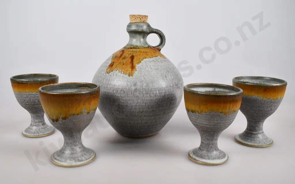 FREDERIKA ERNSTEN DECANTER AND 4 GOBLETS Image 1++