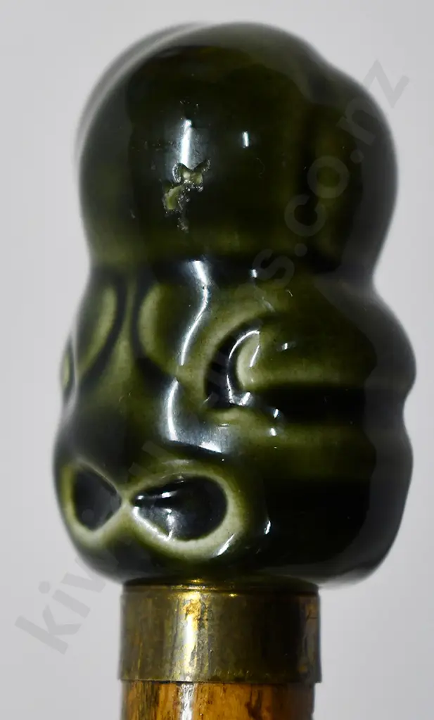 WALKING CANE WITH CERAMIC TIKI DESIGNED HANDLE Image 1++