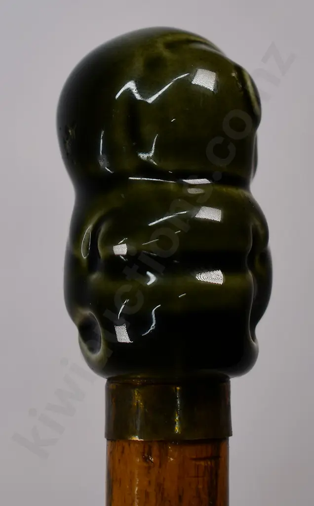 WALKING CANE WITH CERAMIC TIKI DESIGNED HANDLE Image 1++