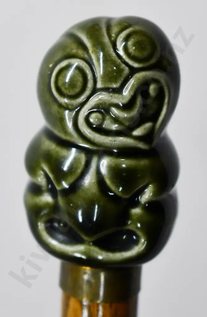 WALKING CANE WITH CERAMIC TIKI DESIGNED HANDLE Image 1++