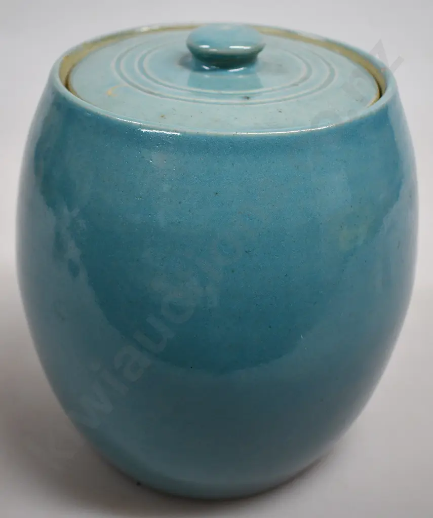 TIMARU POTTERIES BLUE GLAZED STORAGE JAR Image 1++