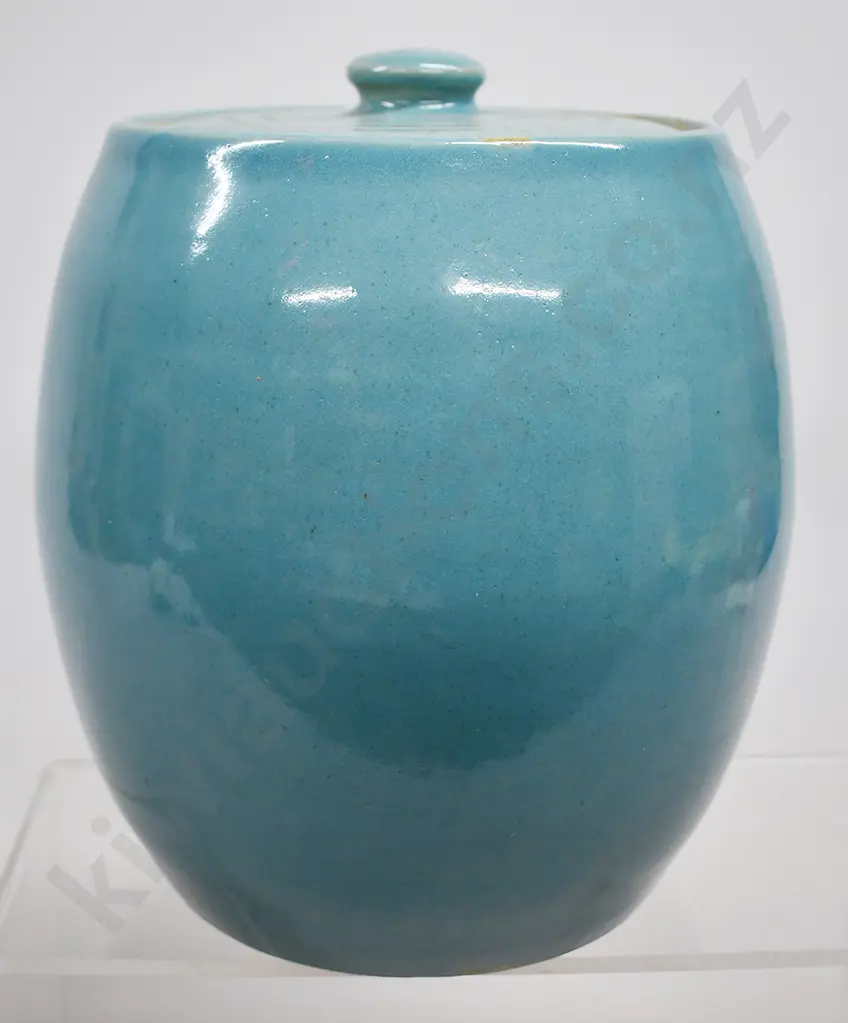 TIMARU POTTERIES BLUE GLAZED STORAGE JAR Image 1++