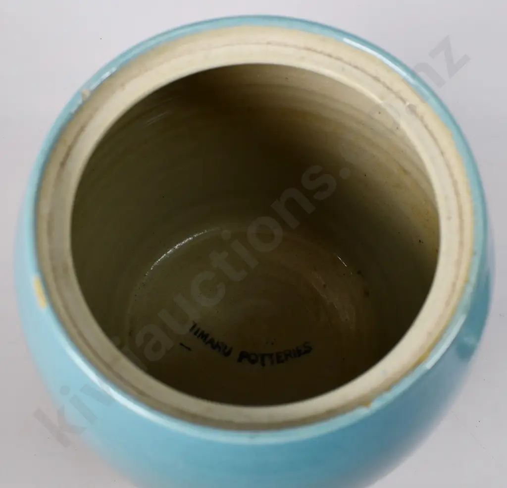 TIMARU POTTERIES BLUE GLAZED STORAGE JAR Image 1++