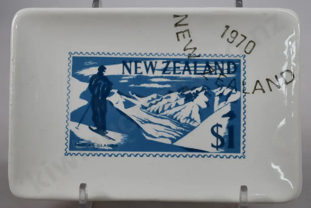 CROWN LYNN POSTAGE STAMP $1 TASMAN GLACIER Image 1++