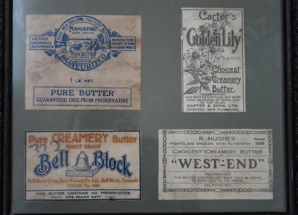 TARANAKI BUTTER ADVERTISING LABELS Image 1++