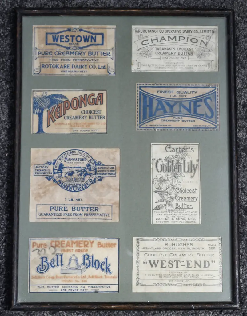 TARANAKI BUTTER ADVERTISING LABELS Image 1++