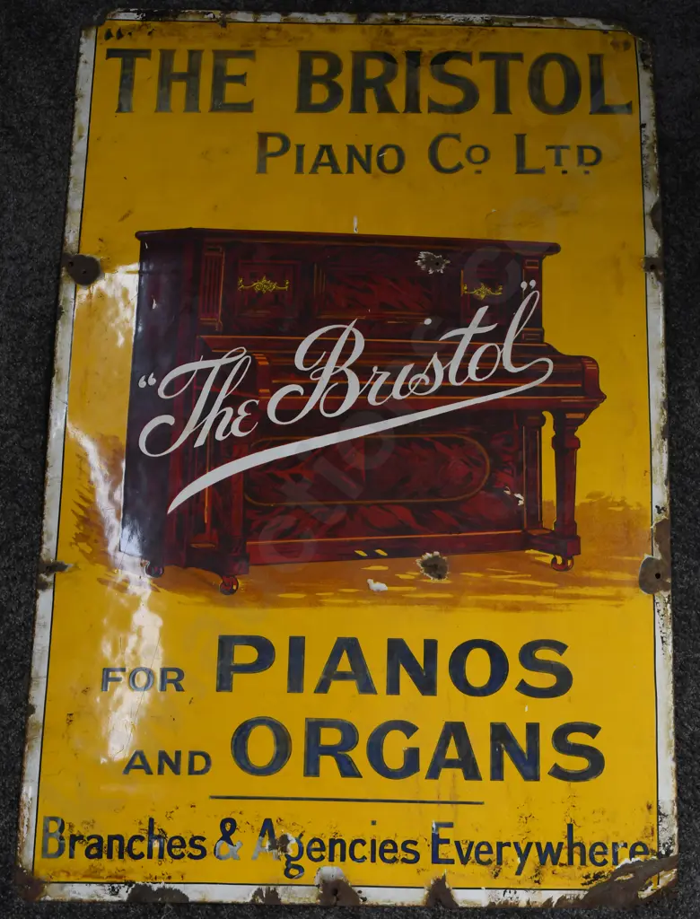 BRISTOL PIANO ENAMEL SIGN Image 1++