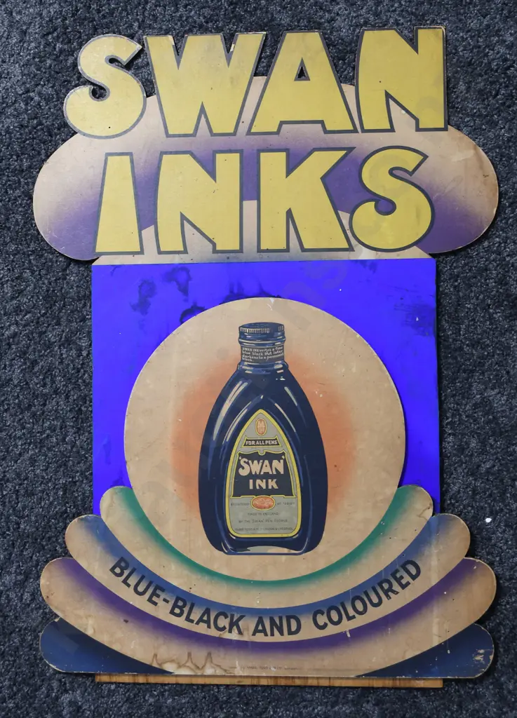 SWANN INK WOODEN ADVERTISING SIGN Image 1++