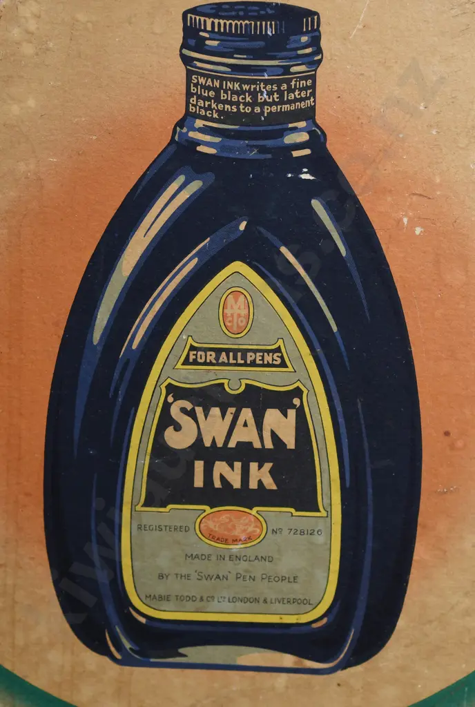 SWANN INK WOODEN ADVERTISING SIGN Image 1++