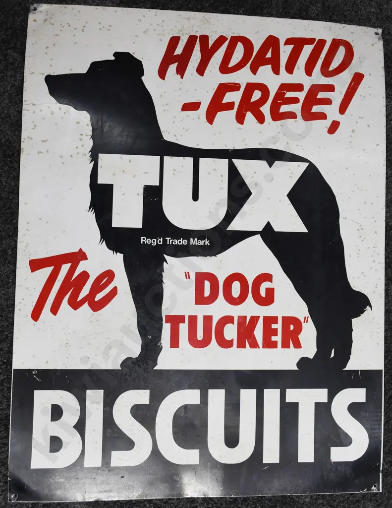 TUX DOG TUCKER ADVERTISING TIN SIGN Image 1++