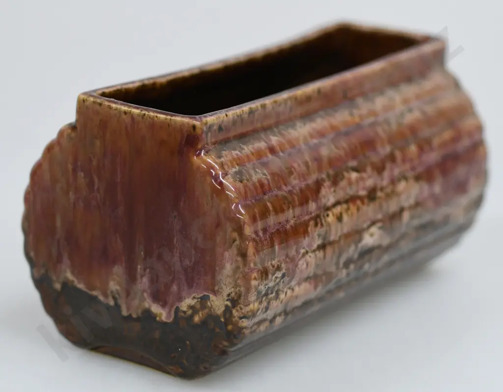 CROWN LYNN TRICKLE GLAZED LOG VASE Image 1++